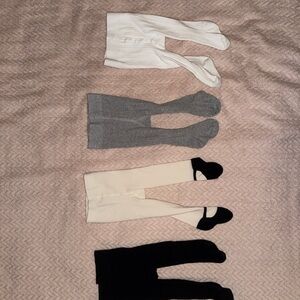 Set of White, Gray, Cream, and Black Tights